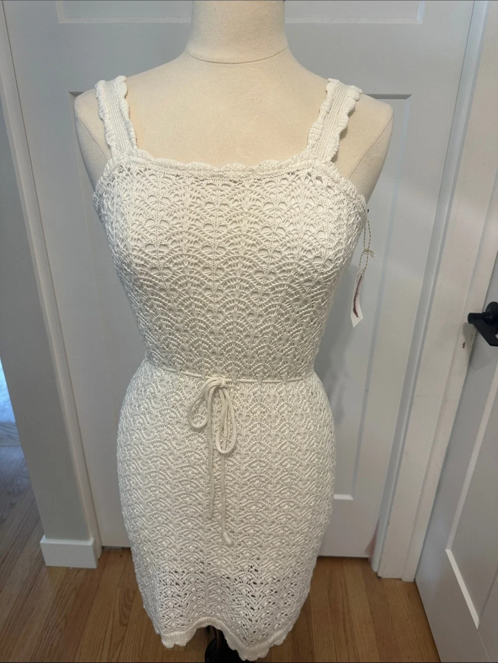 Jessica Simpson White Crochet Tie-Waist Mini Dress - Picture 1 of 8